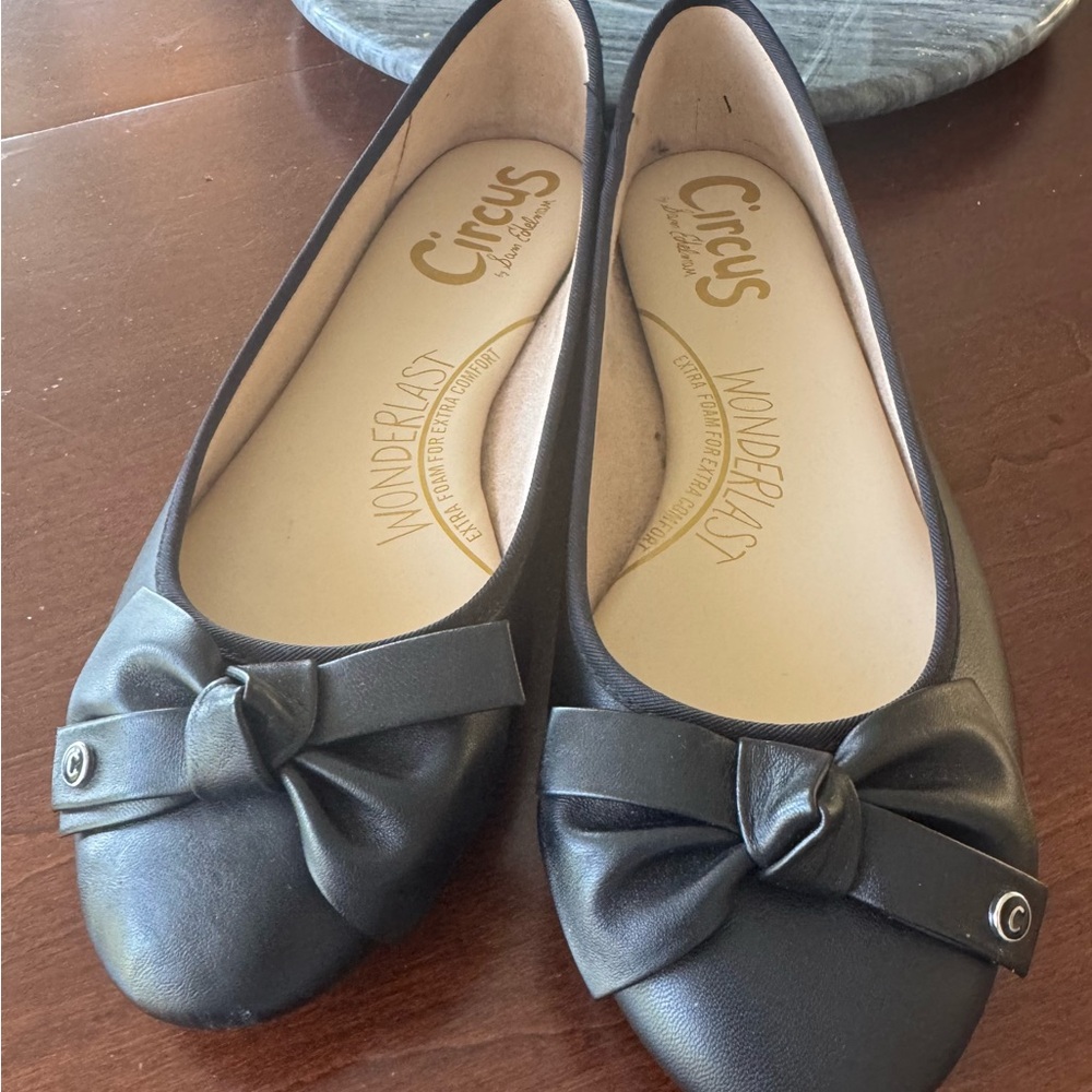 Sam Edelman Black Flats with Bow Detail